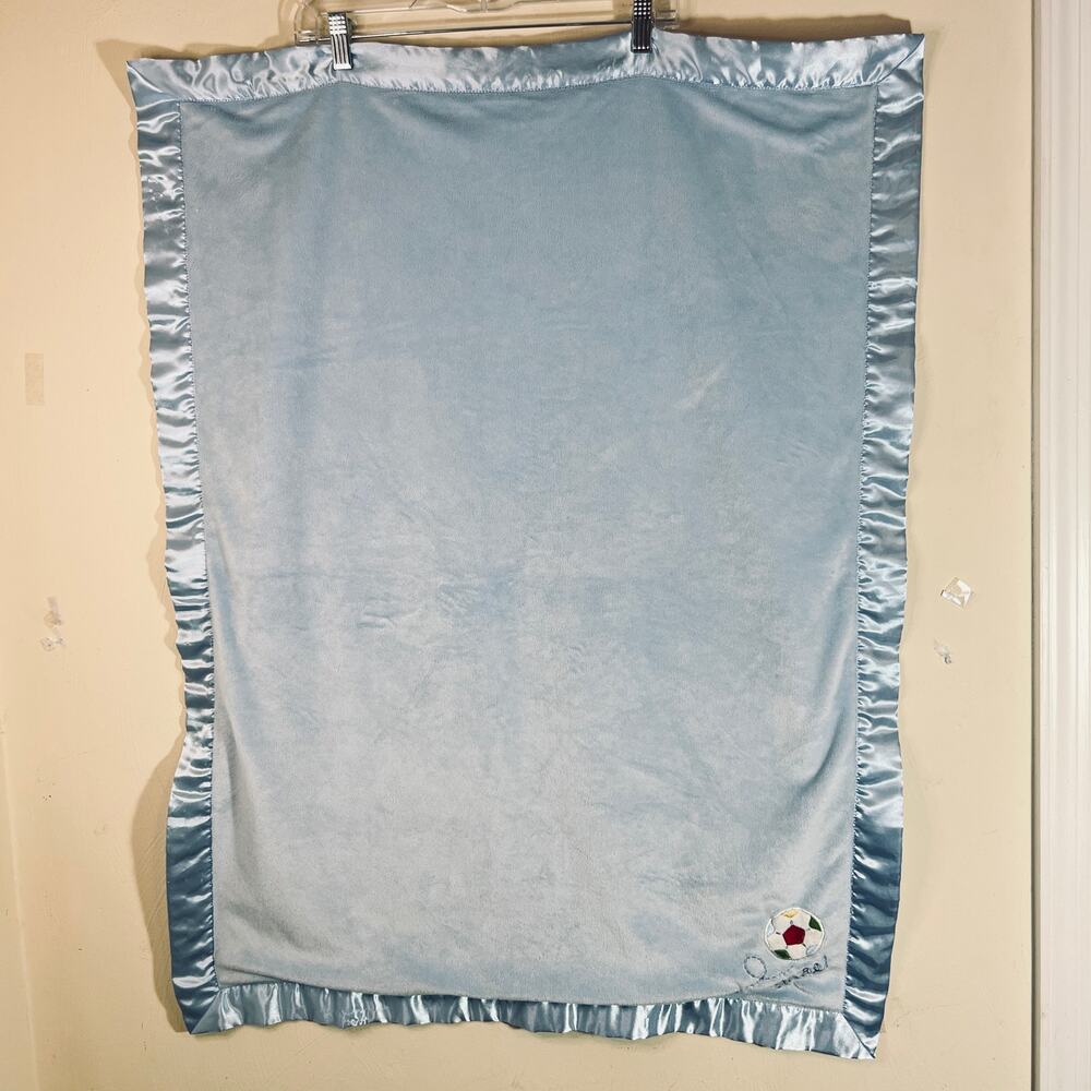 Circo Satin Trim Blue Baby Soccer Blanket Vintage Target Goal Lovey Soft